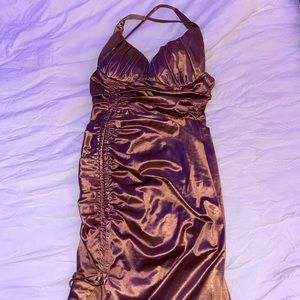 Muave pink maxi slit ruched dress